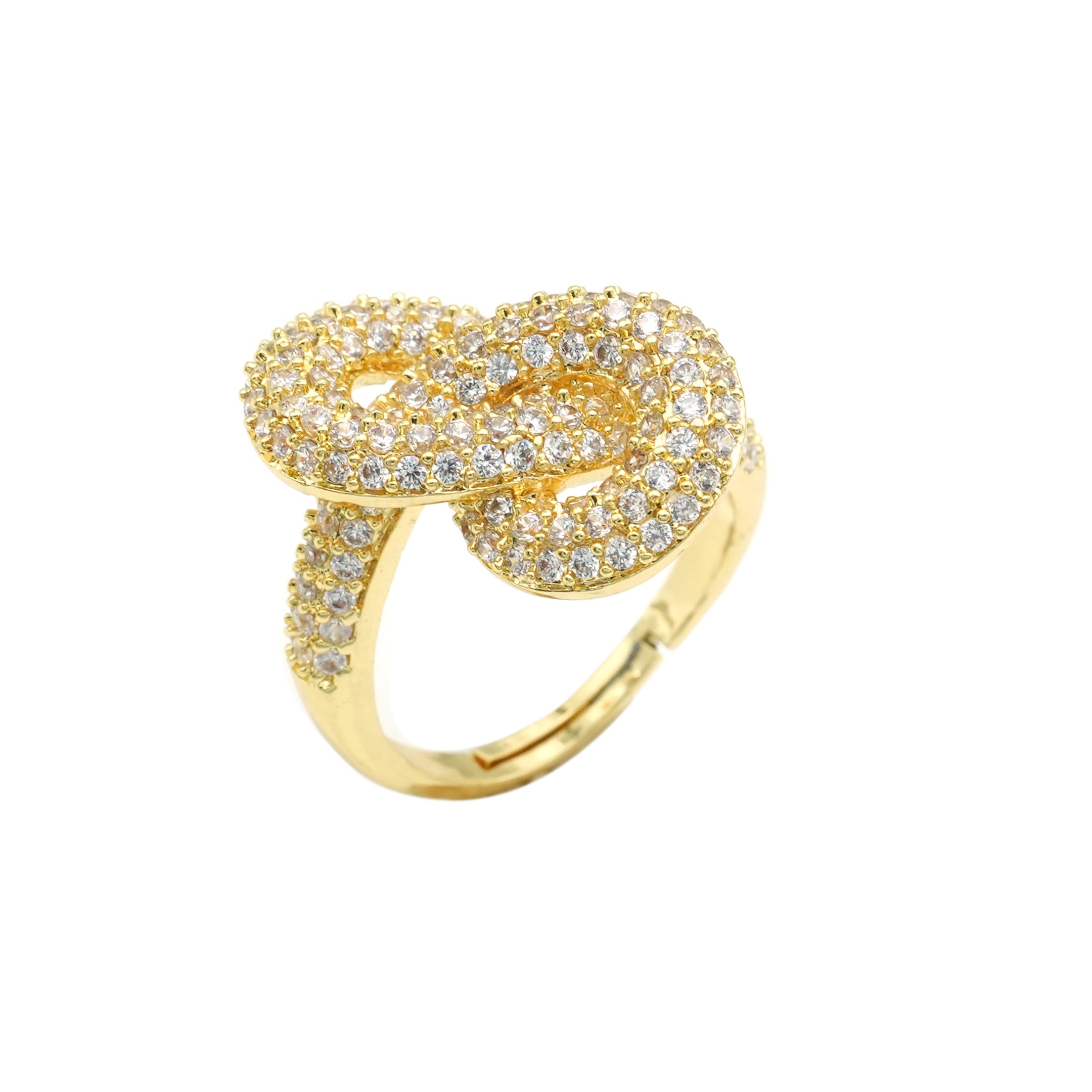 Anello Nodo Chunky in Ottone con Zirconi