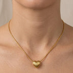 Collana con Cuore Rigato In Acciaio Inossidabile