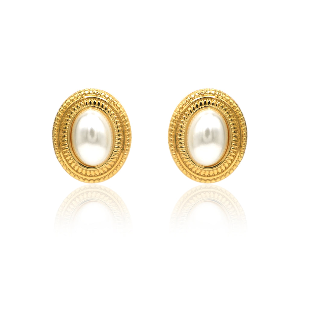 Orecchini Clip Perla in Acciaio