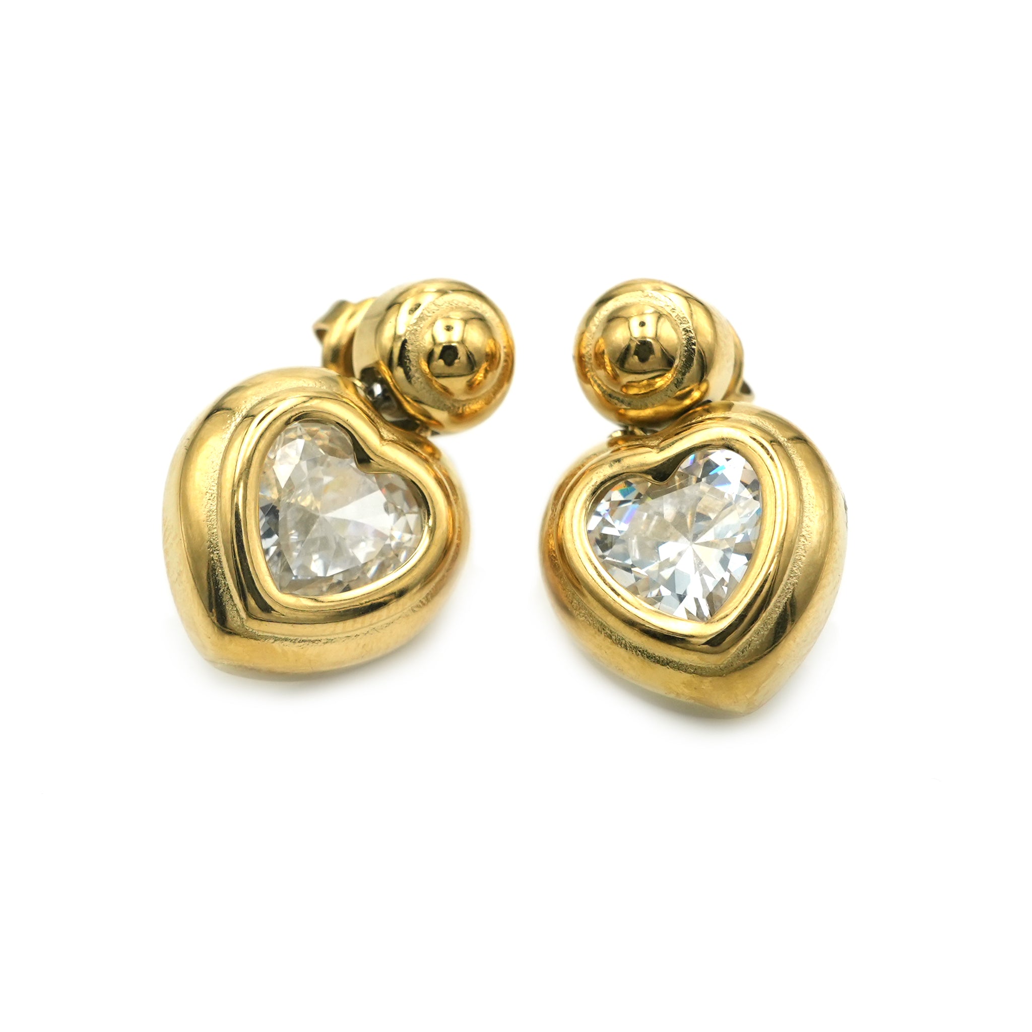 Orecchini in Acciaio Inossidabile con Zircone a Forma di Cuore