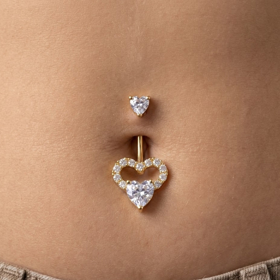 Piercing Banana Doppio Cuore In Acciaio Inossidabile