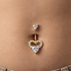 Piercing Banana Doppio Cuore In Acciaio Inossidabile