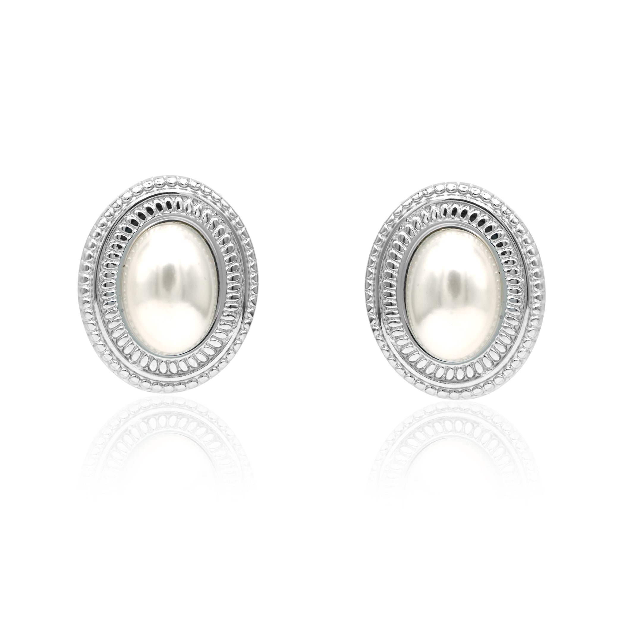 Orecchini Clip Perla in Acciaio