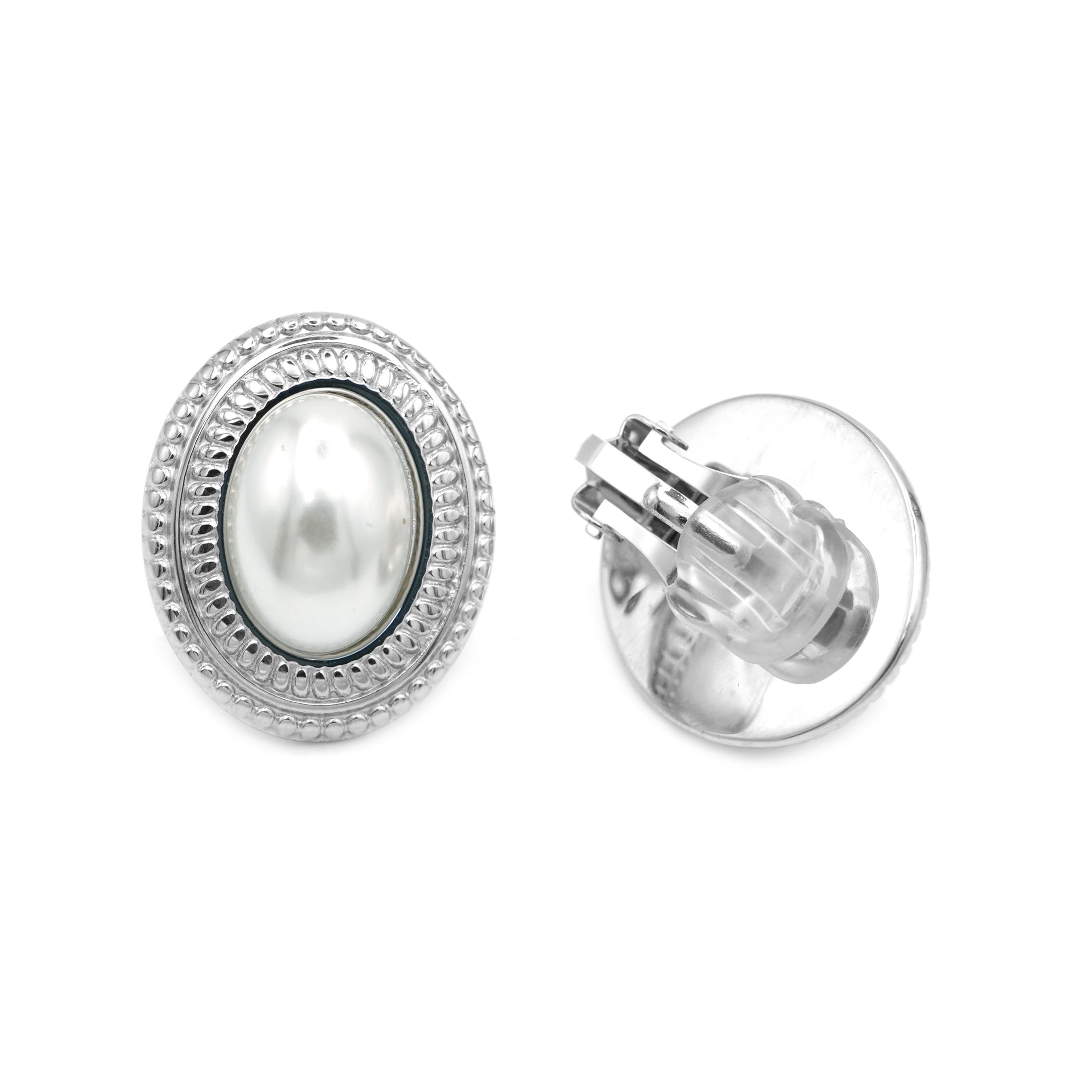 Orecchini Clip Perla in Acciaio