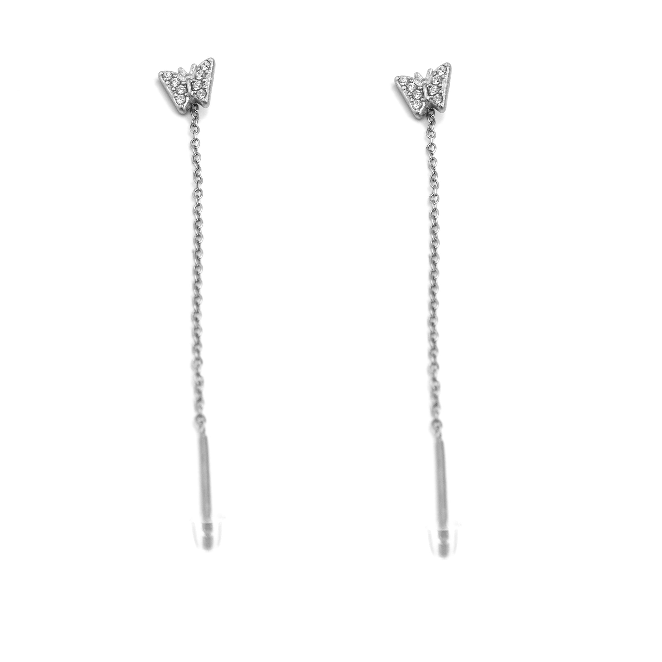 Orecchini Saliscendi Farfalla in Acciaio