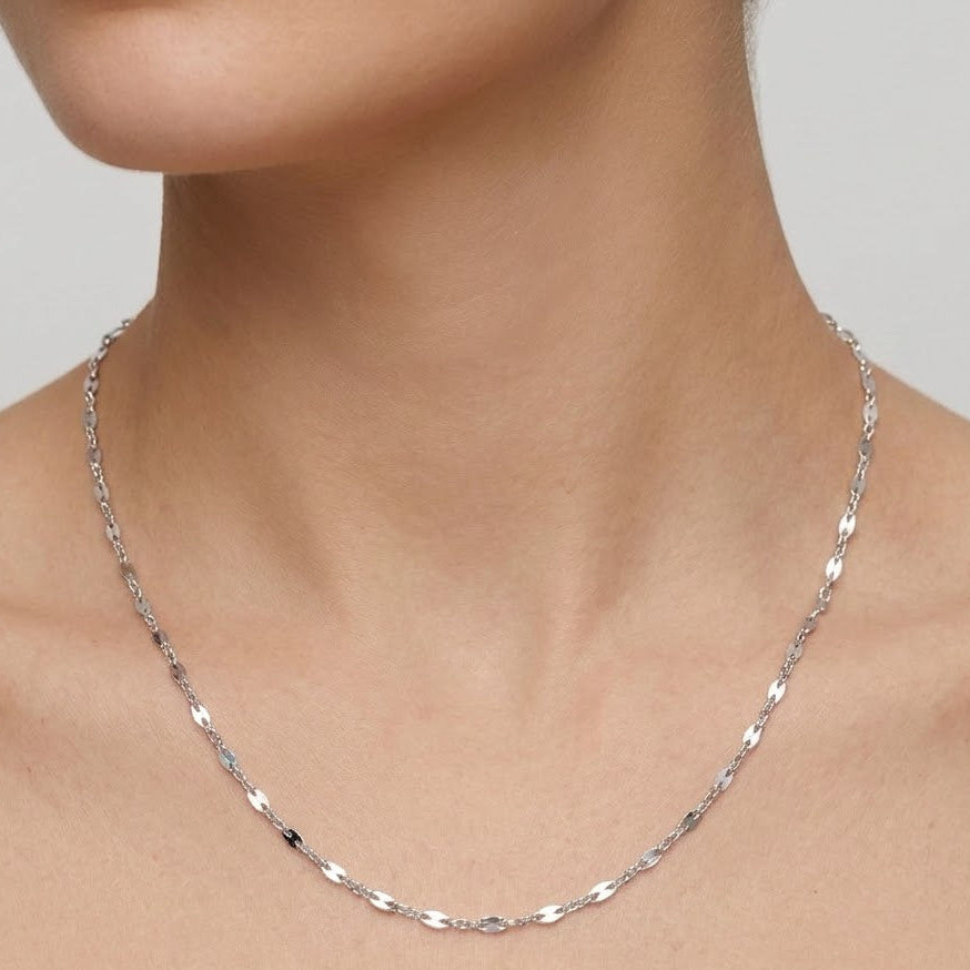 Collana Girocollo a Catenella Intersecata Specchiata In Acciaio Inossidabile