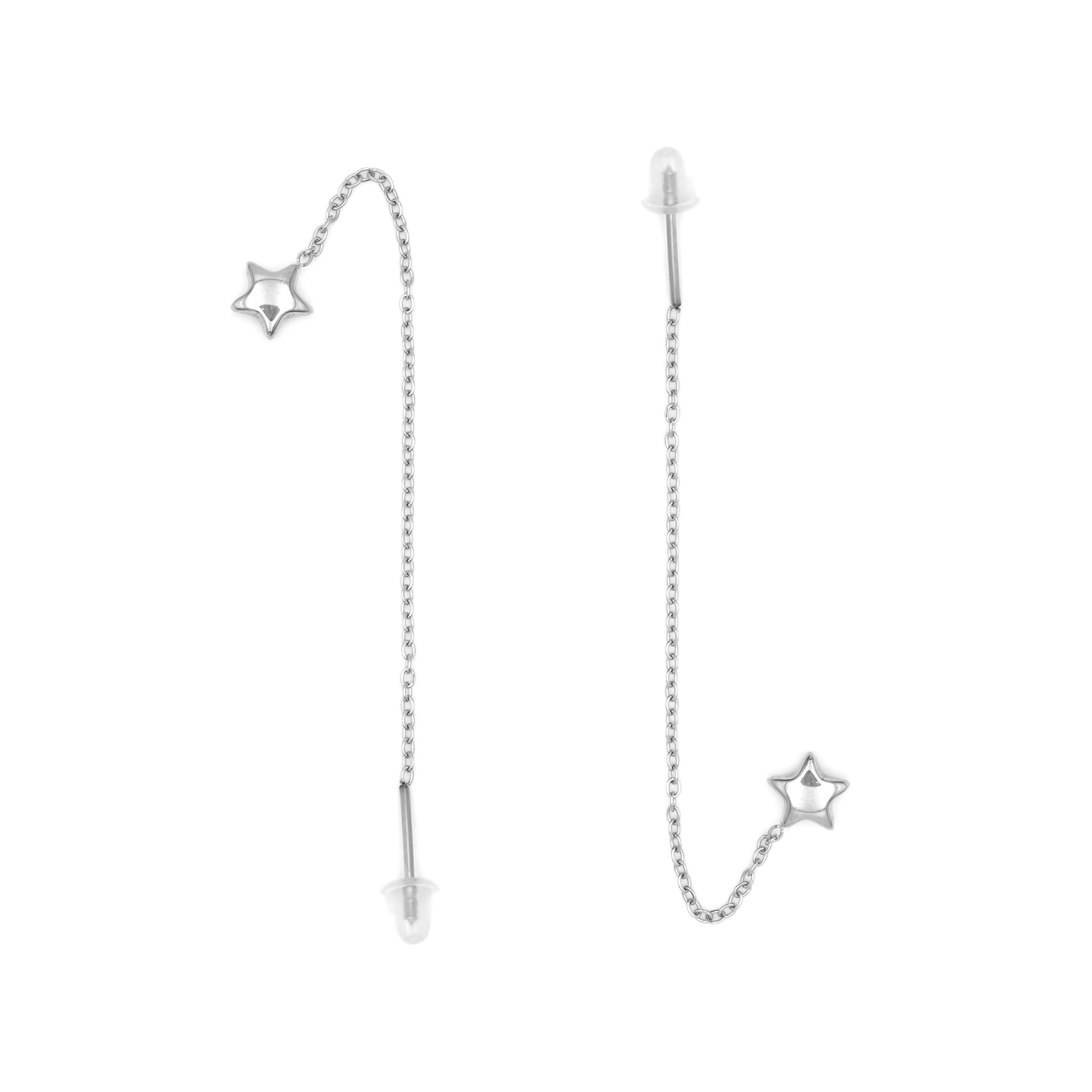 Orecchini Saliscendi Stella in Acciaio