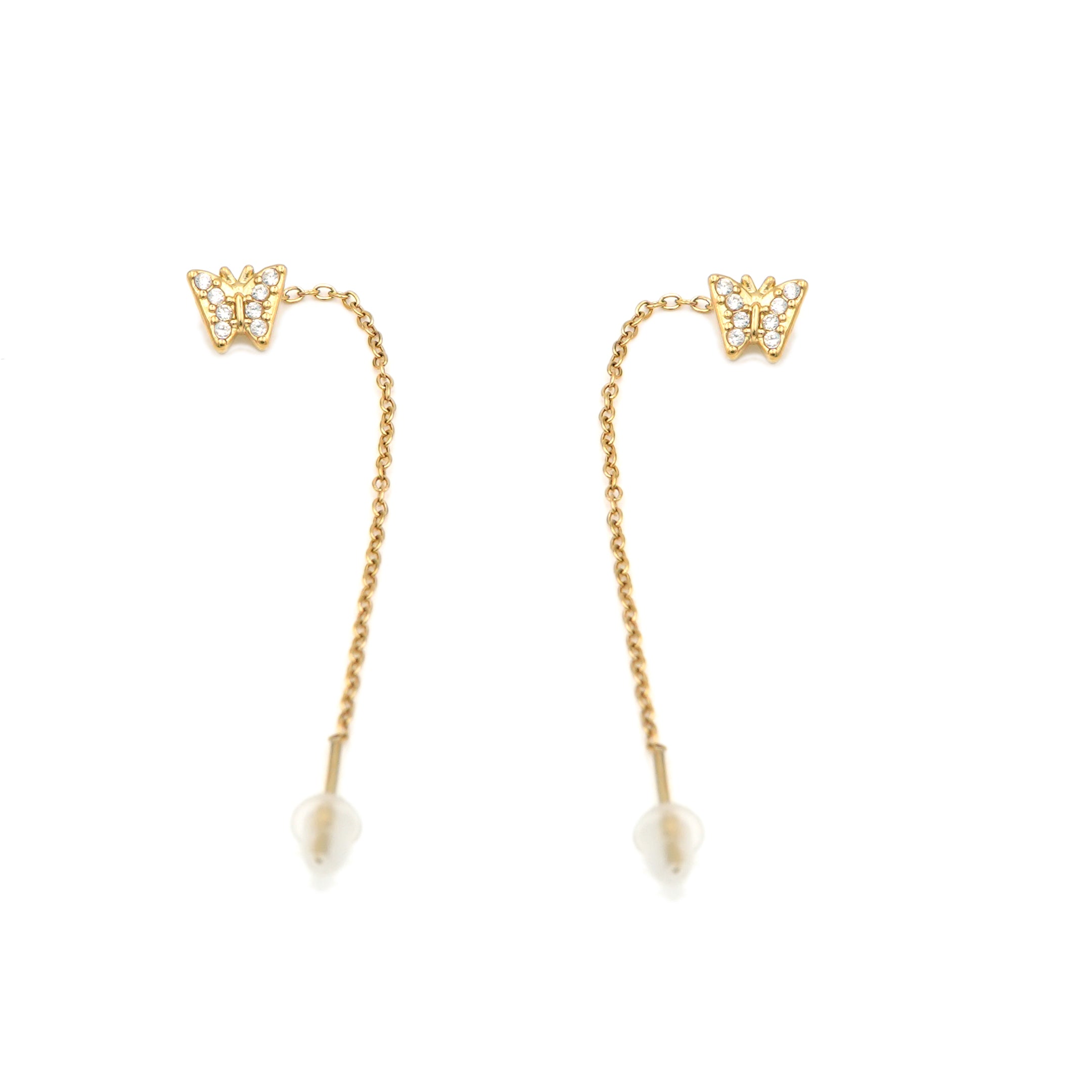 Orecchini Saliscendi Farfalla in Acciaio