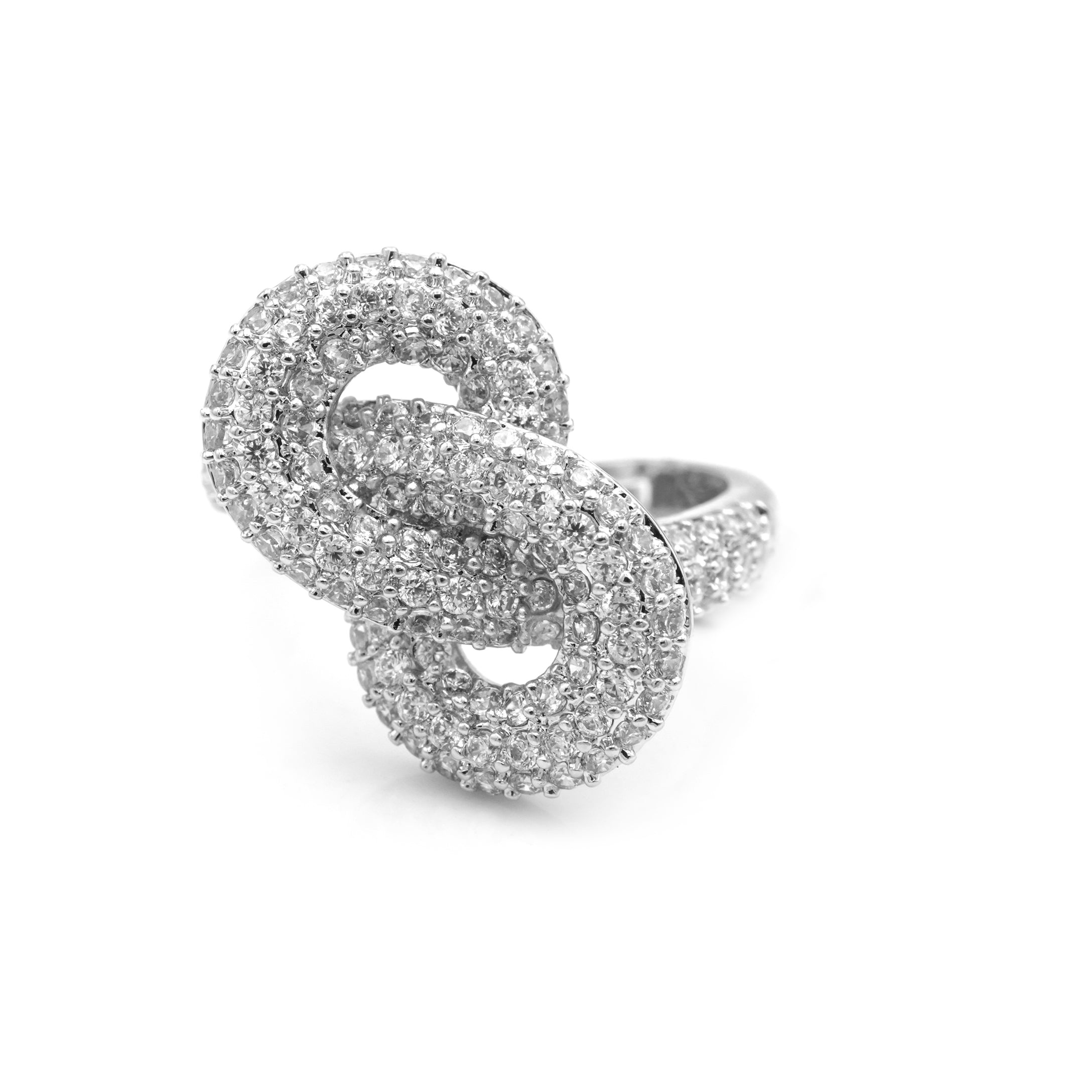 Anello Nodo Chunky in Ottone con Zirconi