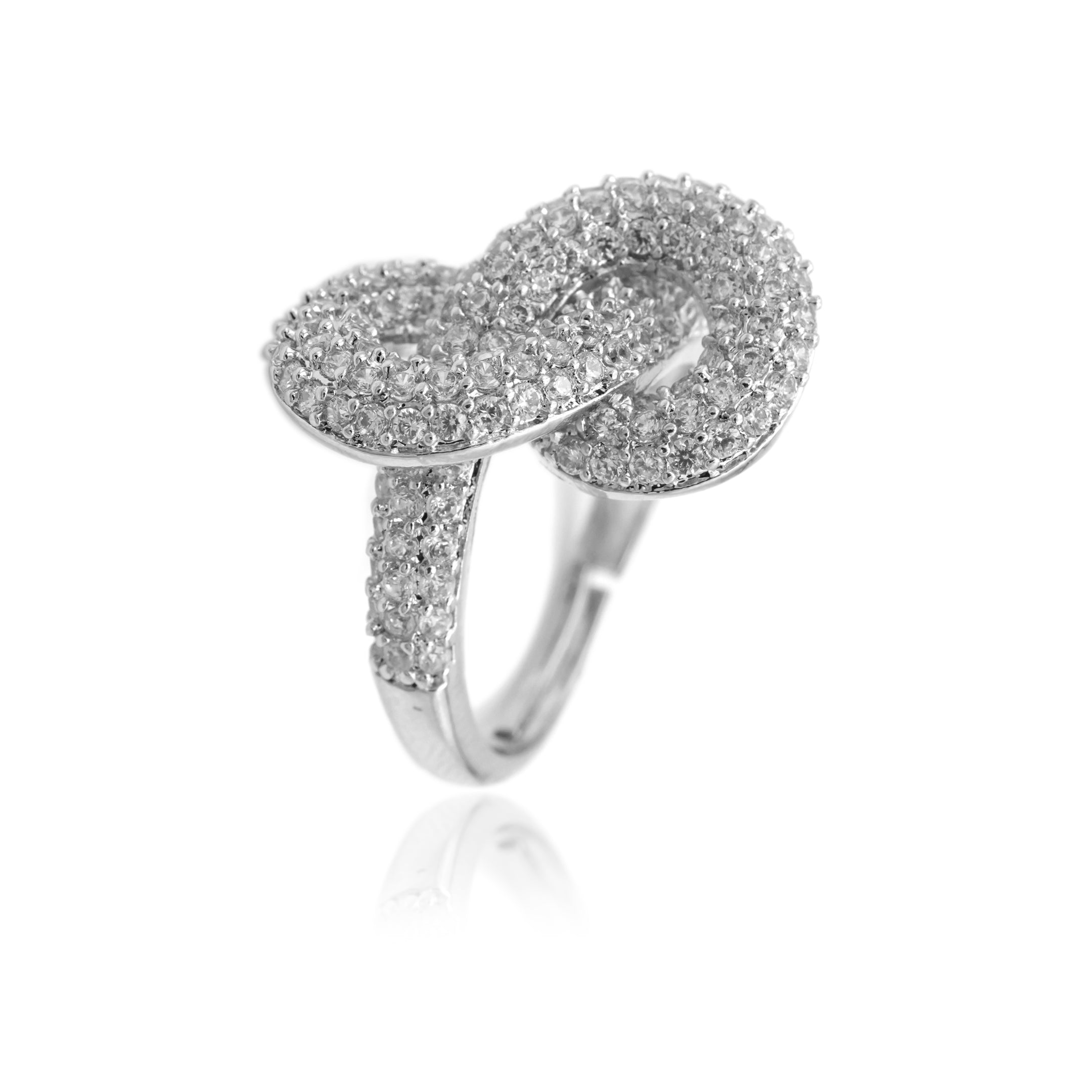 Anello Nodo Chunky in Ottone con Zirconi