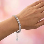 Bracciale Tennis con Zirconi a Taglio Marquise e Motivo a Foglia In Acciaio Inossidabile