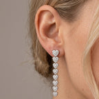 Orecchini Pendenti Tennis con Degradé di Cuori In Argento 925