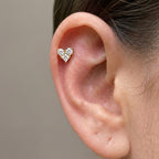 Piercing Cuore di Tre Zirconi In Acciaio Inossidabile