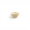 Anello Chevalier Ovale con Pavé di Zirconi In Acciaio Inossidabile