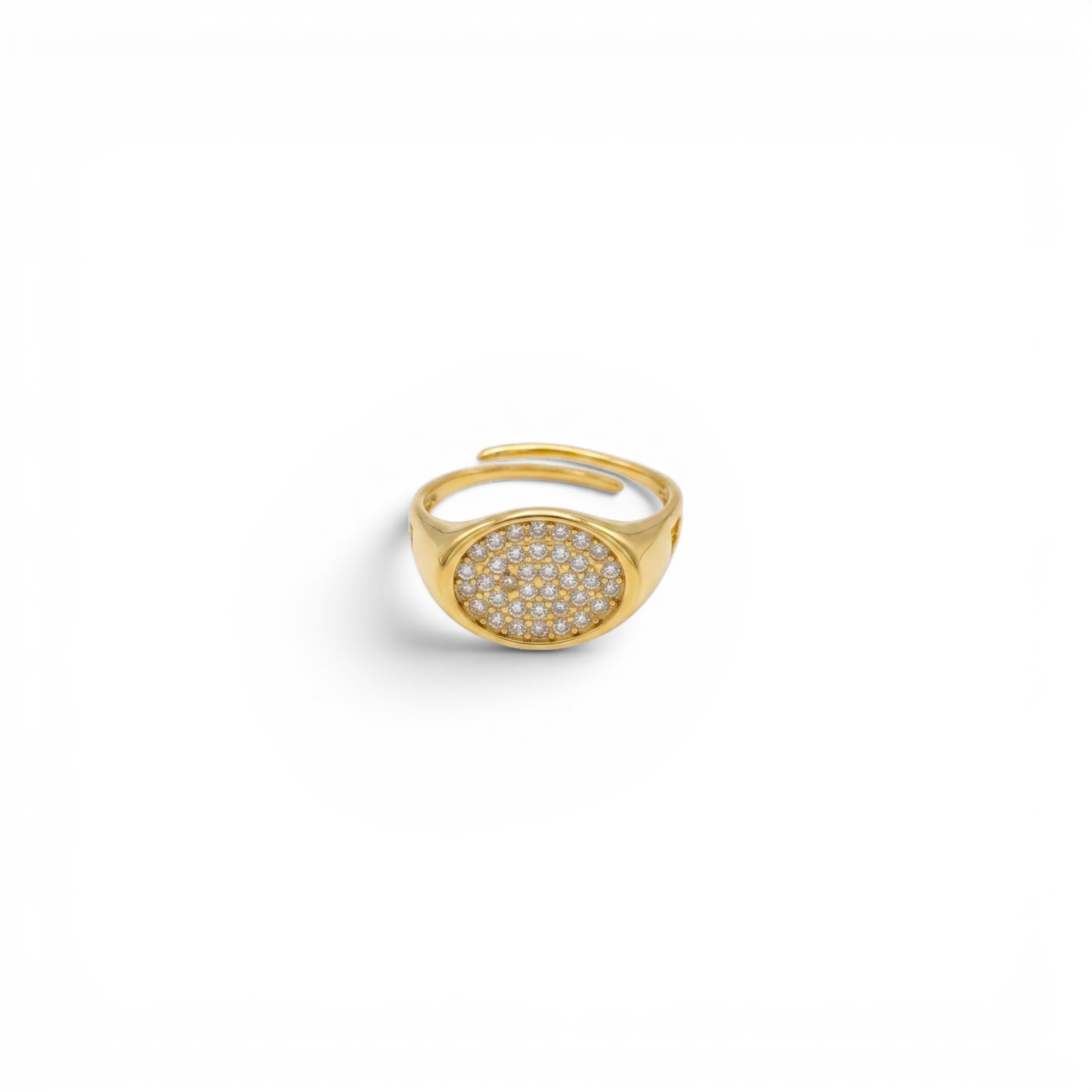 Anello Chevalier Ovale con Pavé di Zirconi In Acciaio Inossidabile