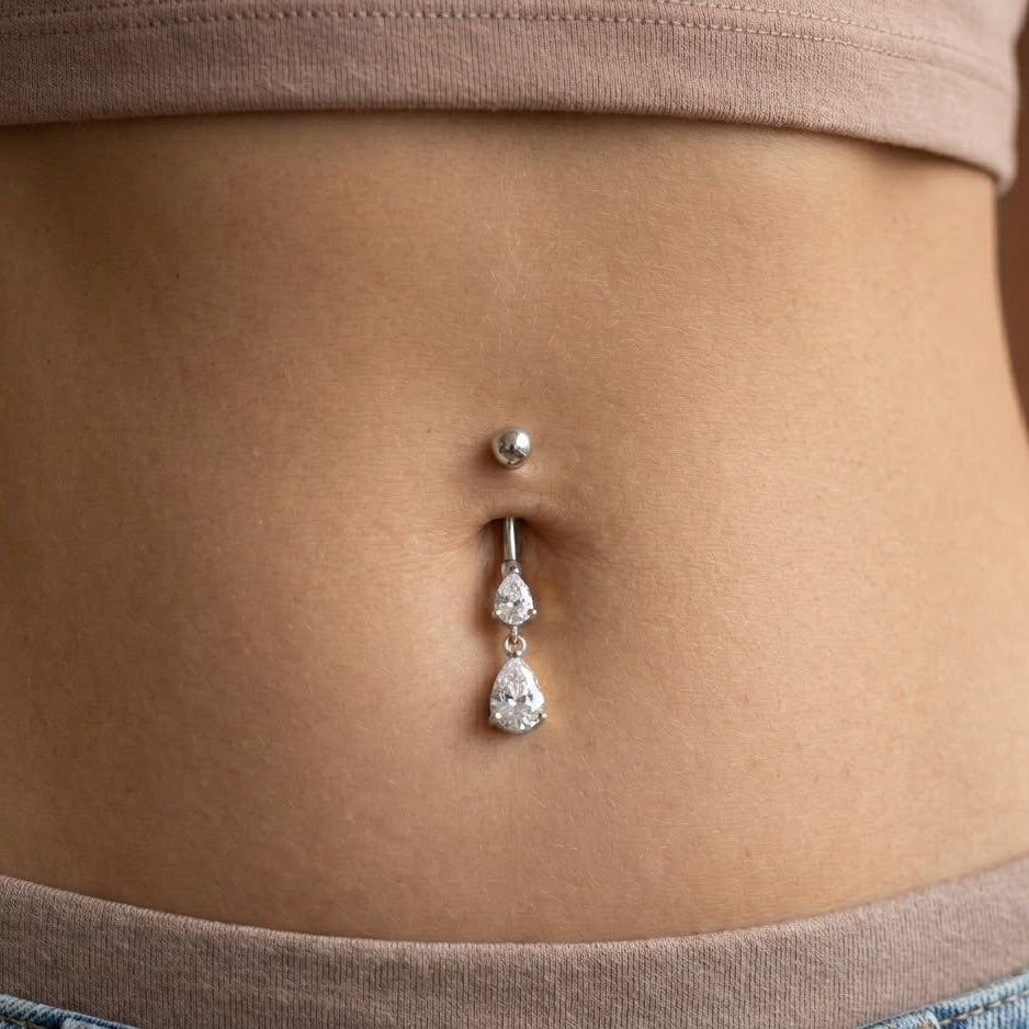 Piercing Banana con Doppia Goccia In Acciaio Inossidabile