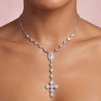 Collana Rosario con Zirconi e Crociera Centrale In Acciaio Inossidabile