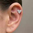 Piercing Cuore di Tre Zirconi In Acciaio Inossidabile