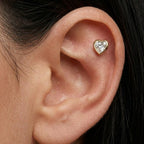 Piercing con Zircone a Cuore In Acciaio Inossidabile