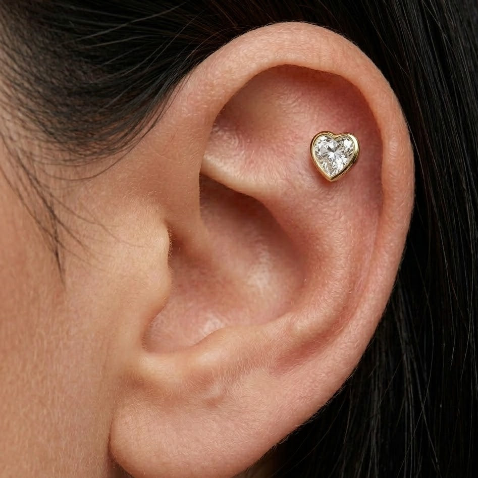 Piercing con Zircone a Cuore In Acciaio Inossidabile