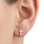 Orecchini Croce Liscia In Argento 925