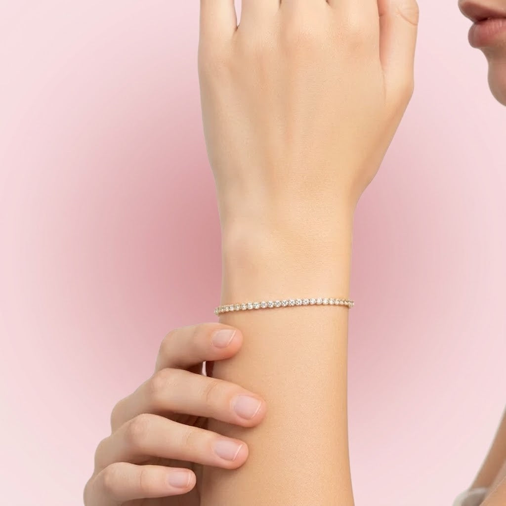 Bracciale Tennis con Zirconi Luminosi In Acciaio Inossidabile