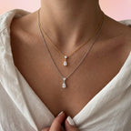 Collana Girocollo Punto Luce Cuore e Goccia In Acciaio Inossidabile