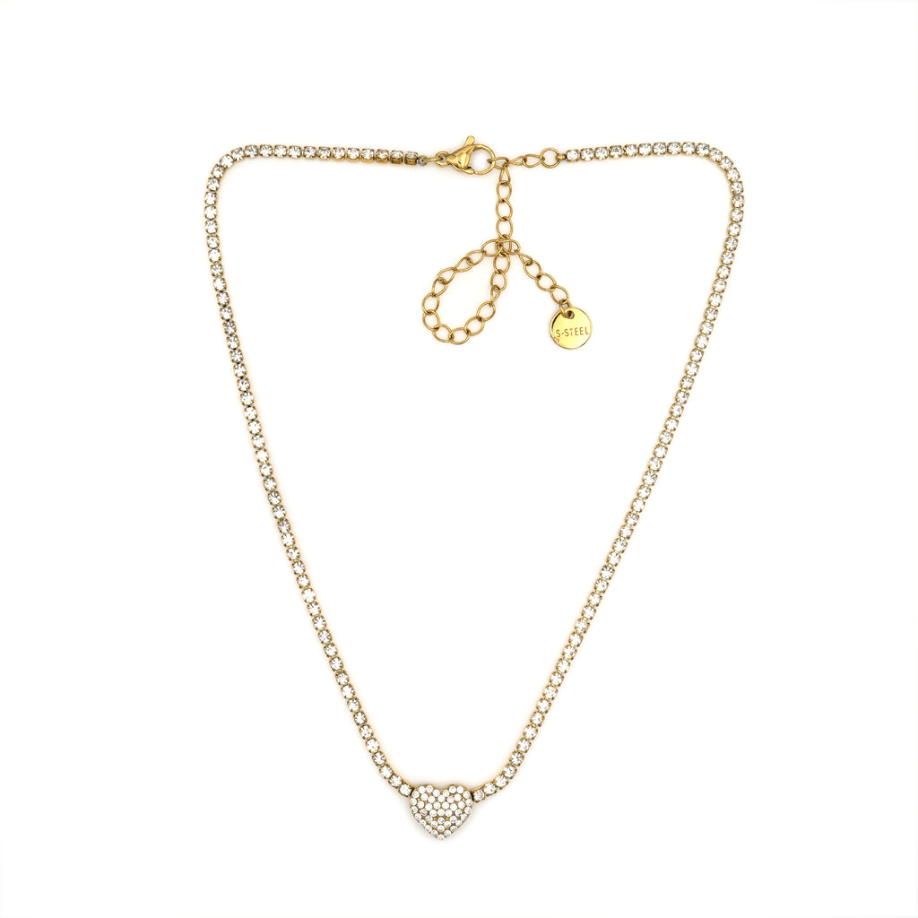 Collana Cuore Scintillante Acciaio