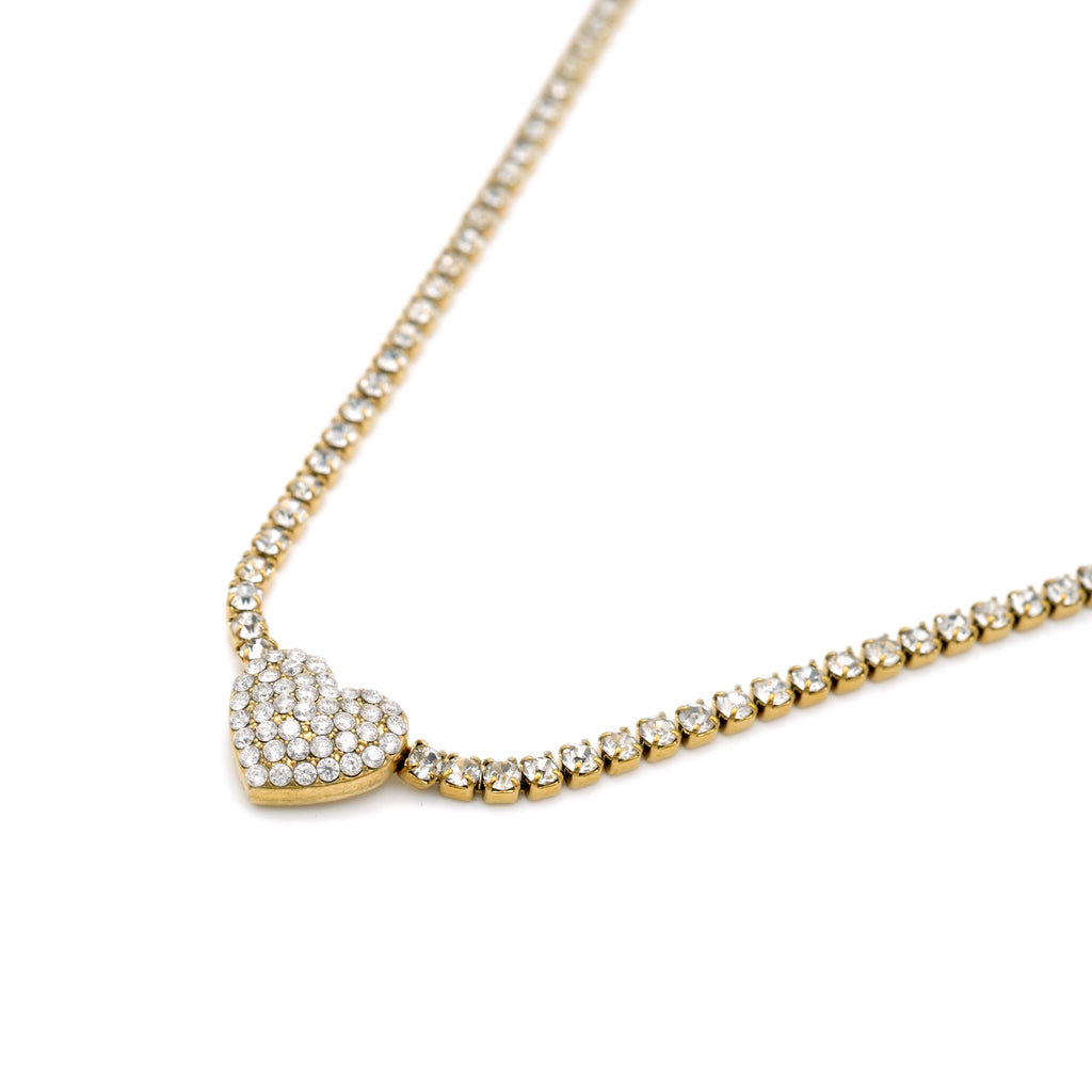 Collana Cuore Scintillante Acciaio