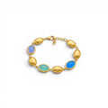 Bracciale con Ovali Satinati e Pietre Colorate In Acciaio Inossidabile