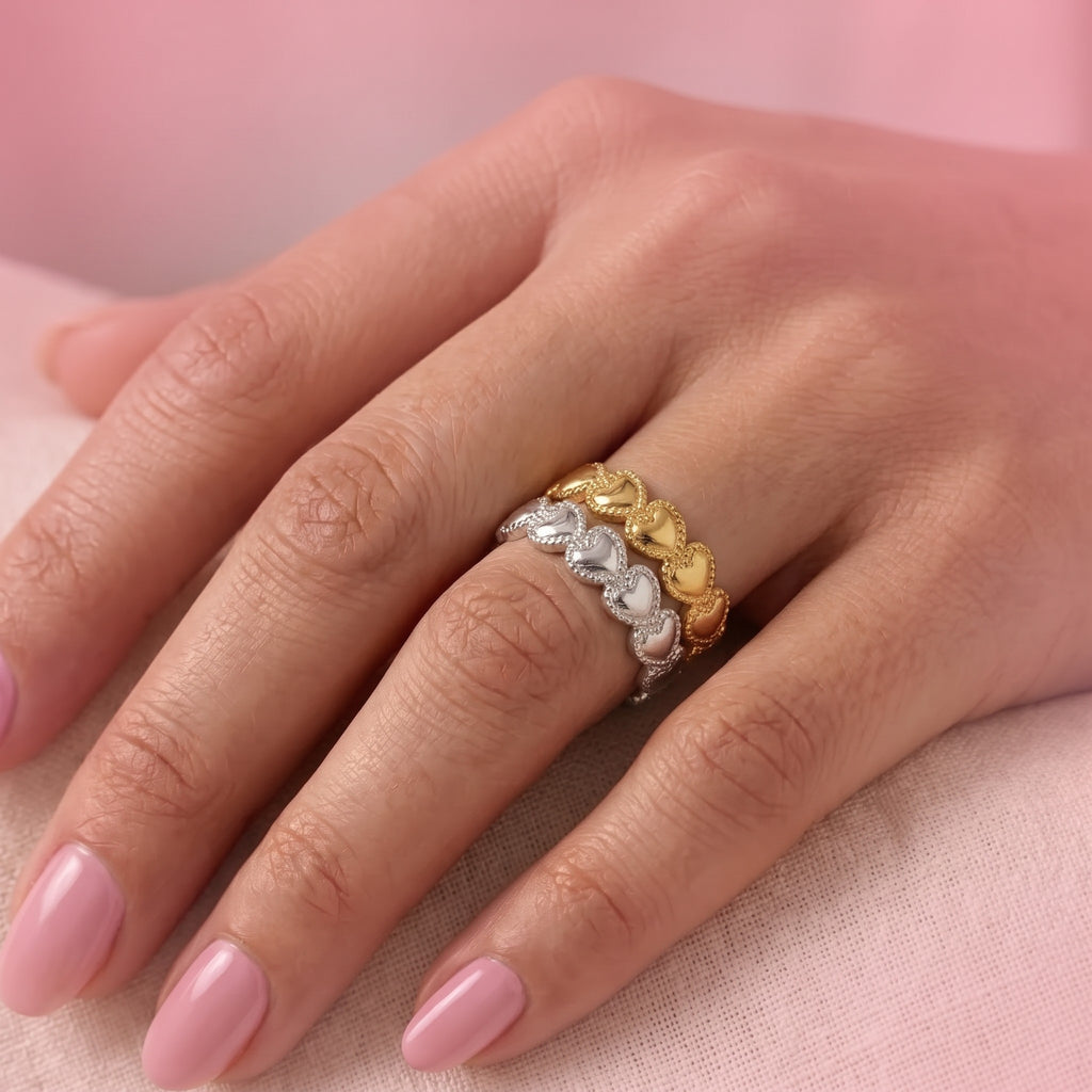 Anello Eternity Hearts In Acciaio Inossidabile