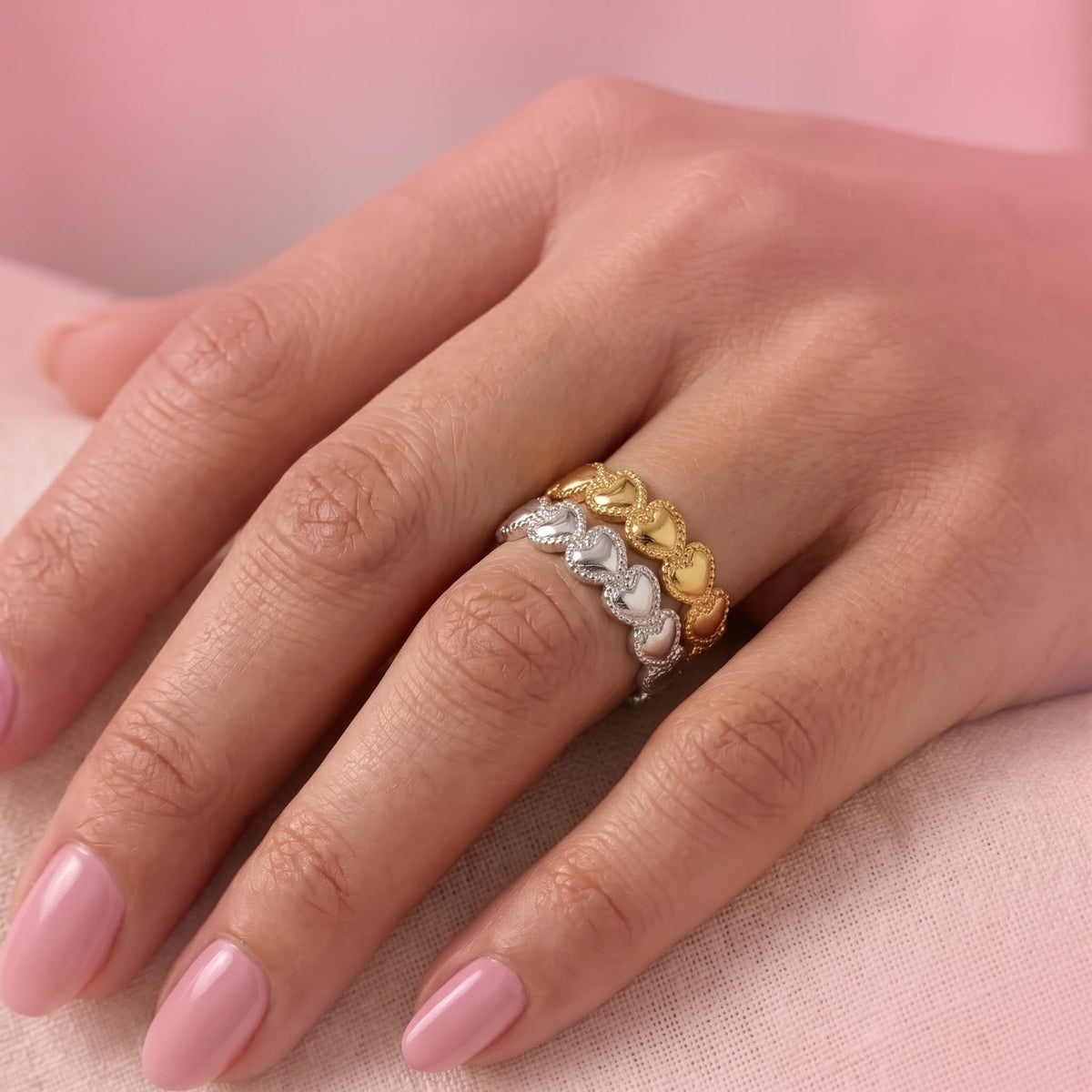 Anello Eternity Hearts In Acciaio Inossidabile