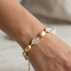 Bracciale con Ovali Satinati e Pietre Colorate In Acciaio Inossidabile