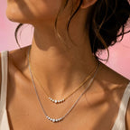 Collana Girocollo Sorriso di Zirconi In Acciaio Inossidabile