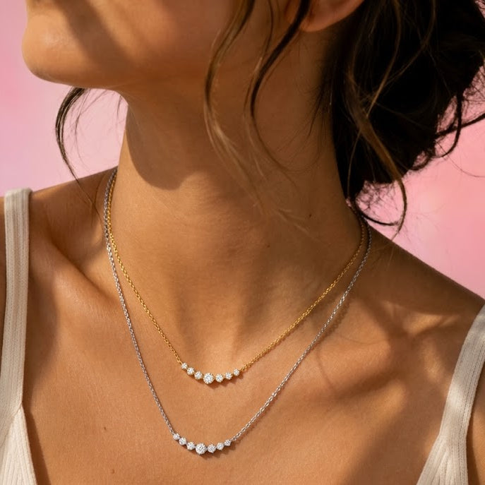 Collana Girocollo Sorriso di Zirconi In Acciaio Inossidabile