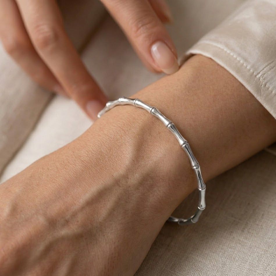Bracciale Rigido Bamboo In Acciaio Inossidabile