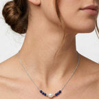 Collana Sottile con Perla Centrale e Cristalli Rossi In Acciaio Inossidabile
