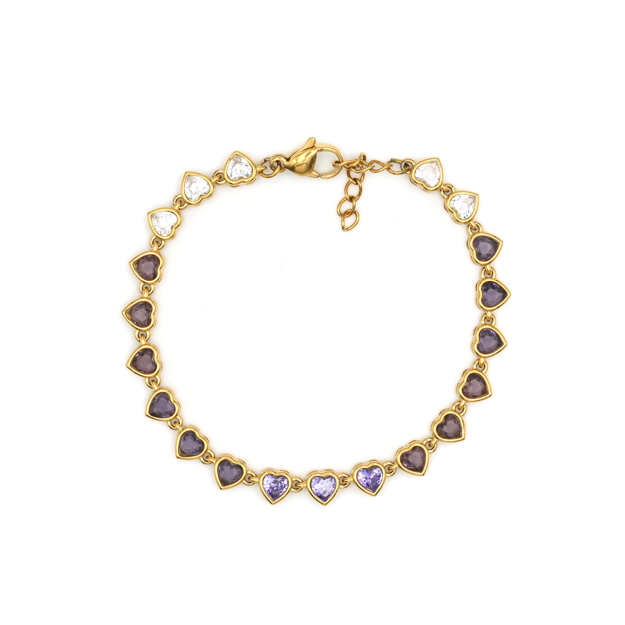 Bracciale Tennis con Cuori in Cristallo Multicolor In Acciaio Inossidabile