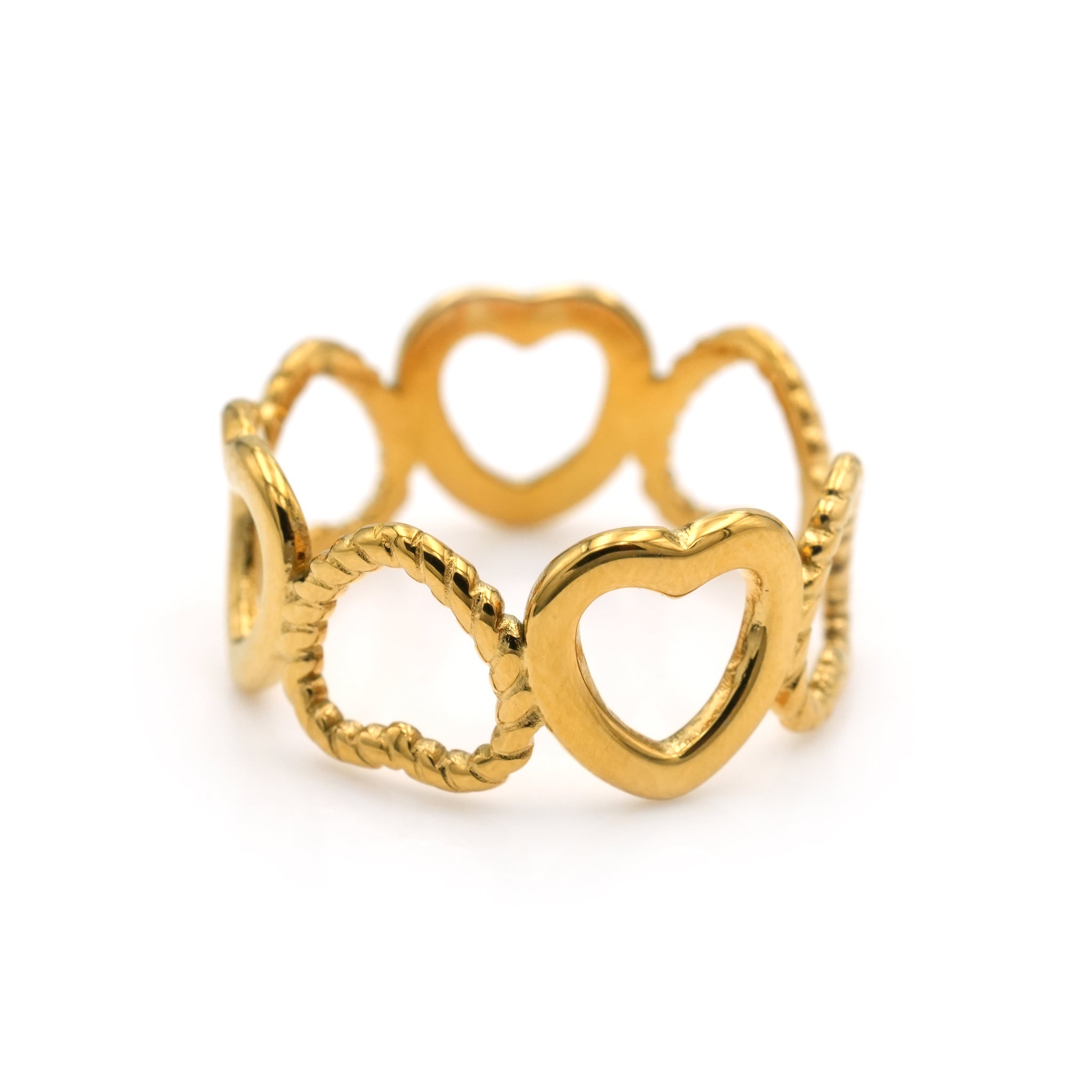 Anello con Cuori in Acciaio