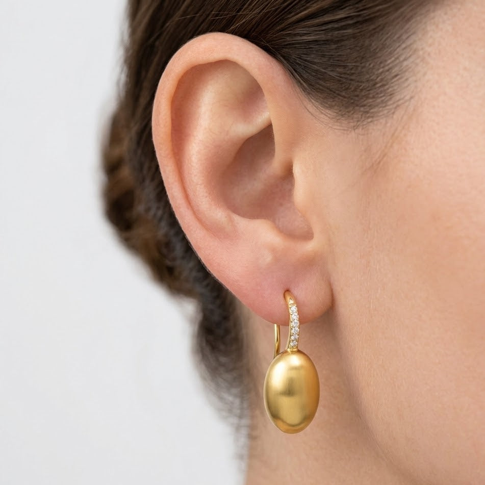 Orecchini Pendenti Opachi con Pavé di zirconi In Acciaio Inossidabile