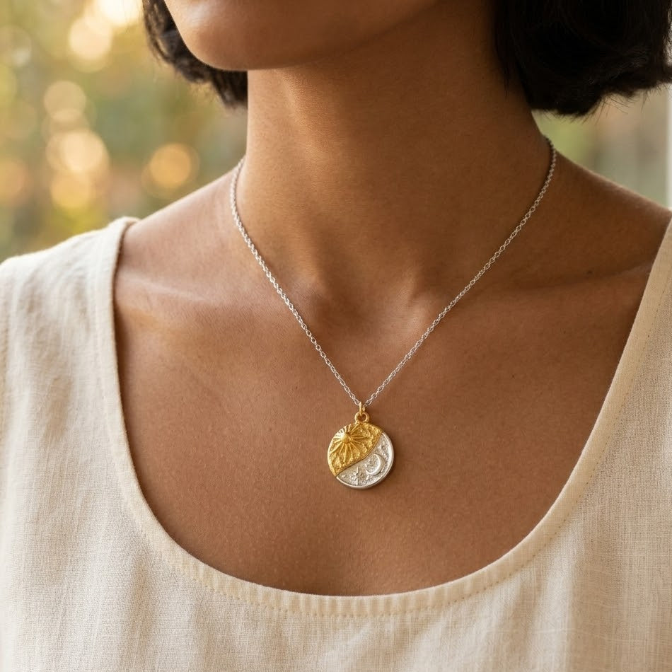 Collana Sole e Luna In Acciaio Inossidabile