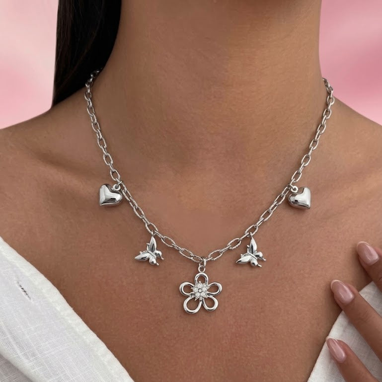 Collana Giardino Romantico In Acciaio Inossidabile