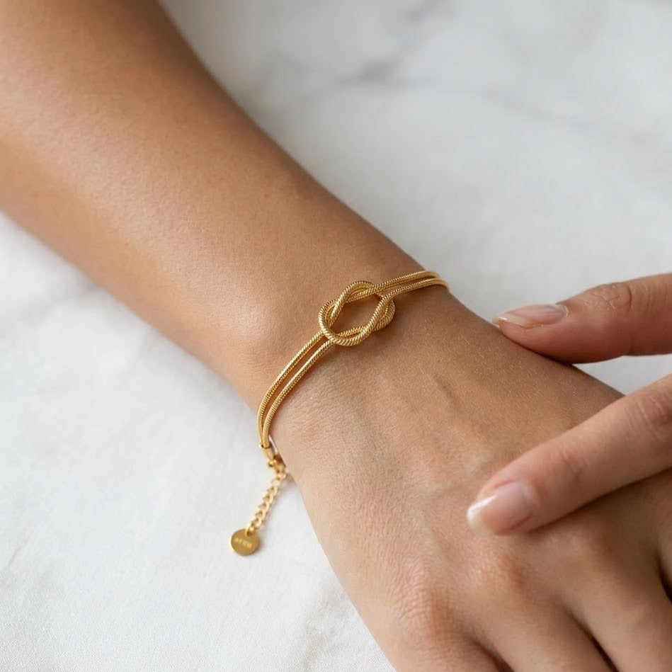 Bracciale Nodo Doppio Filo in Acciaio Inossidabile