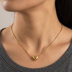 Collana Snake con Cuore Bombato In Acciaio Inossidabile