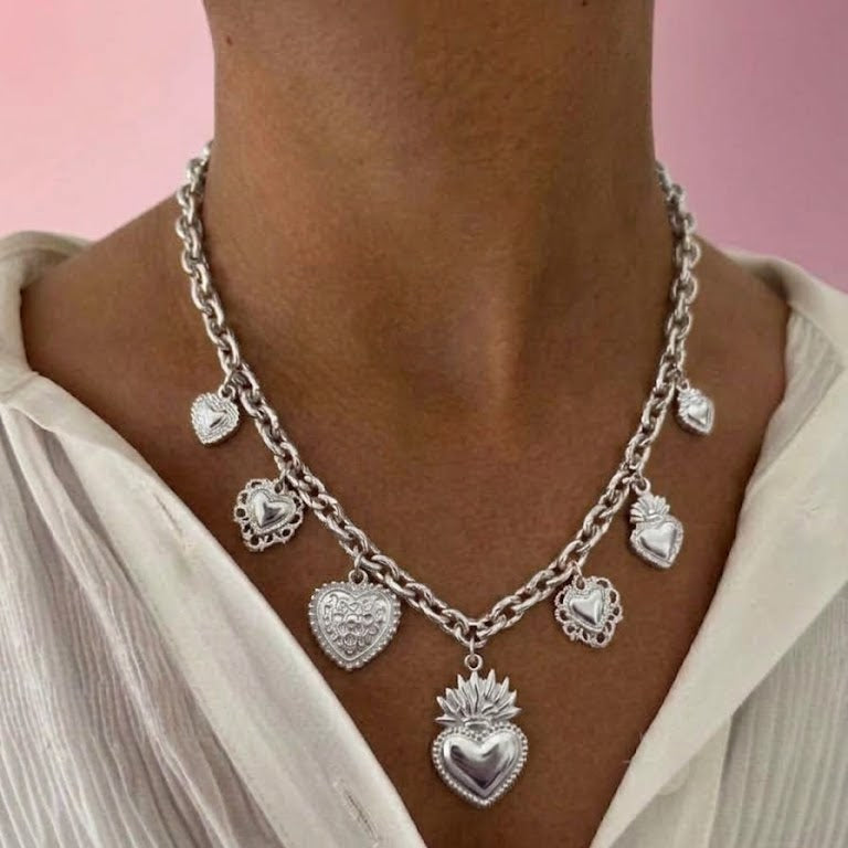 Collana Regina di Cuori Barocca In Acciaio Inossidabile