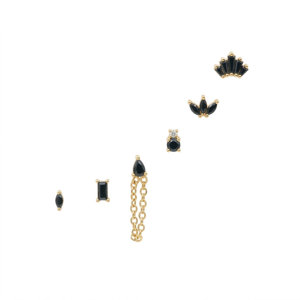 Set Orecchini In Acciaio Inossidabile con Pietre Colorate