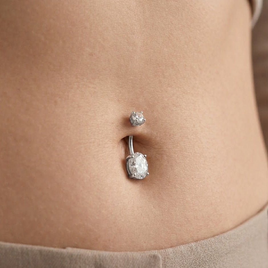 Piercing Banana Doppio Zircone In Titanio