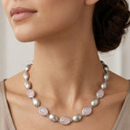 Collana con Ovali Satinati e Pietre Colorate In Acciaio Inossidabile