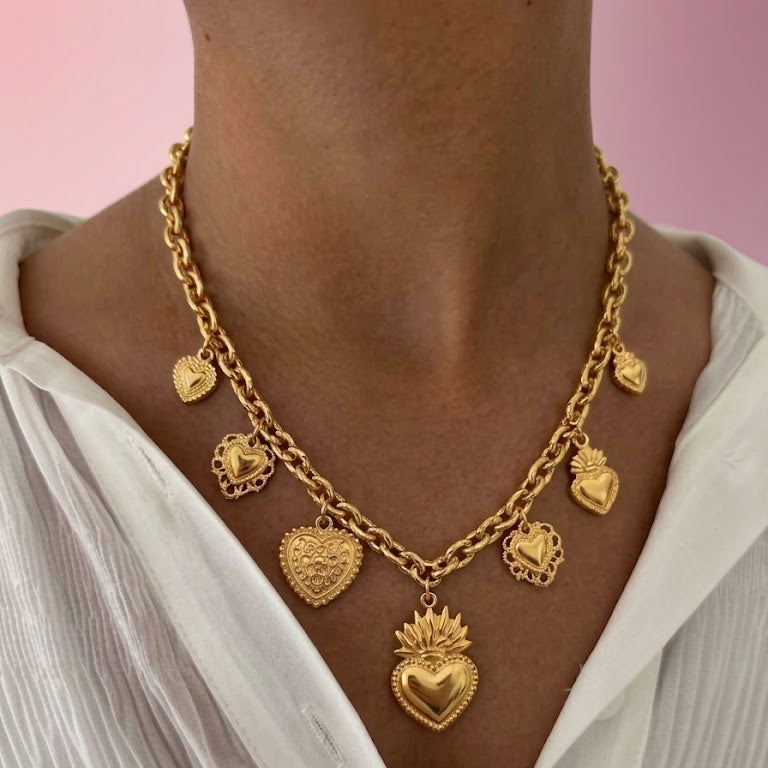 Collana Regina di Cuori Barocca In Acciaio Inossidabile