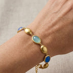 Bracciale con Ovali Satinati e Pietre Colorate In Acciaio Inossidabile